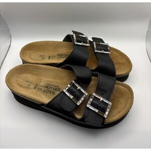 Naot Santa Rosa Sandals Womens EU 40 L9-M7 Black Leather Jeweled Buckle Comfort